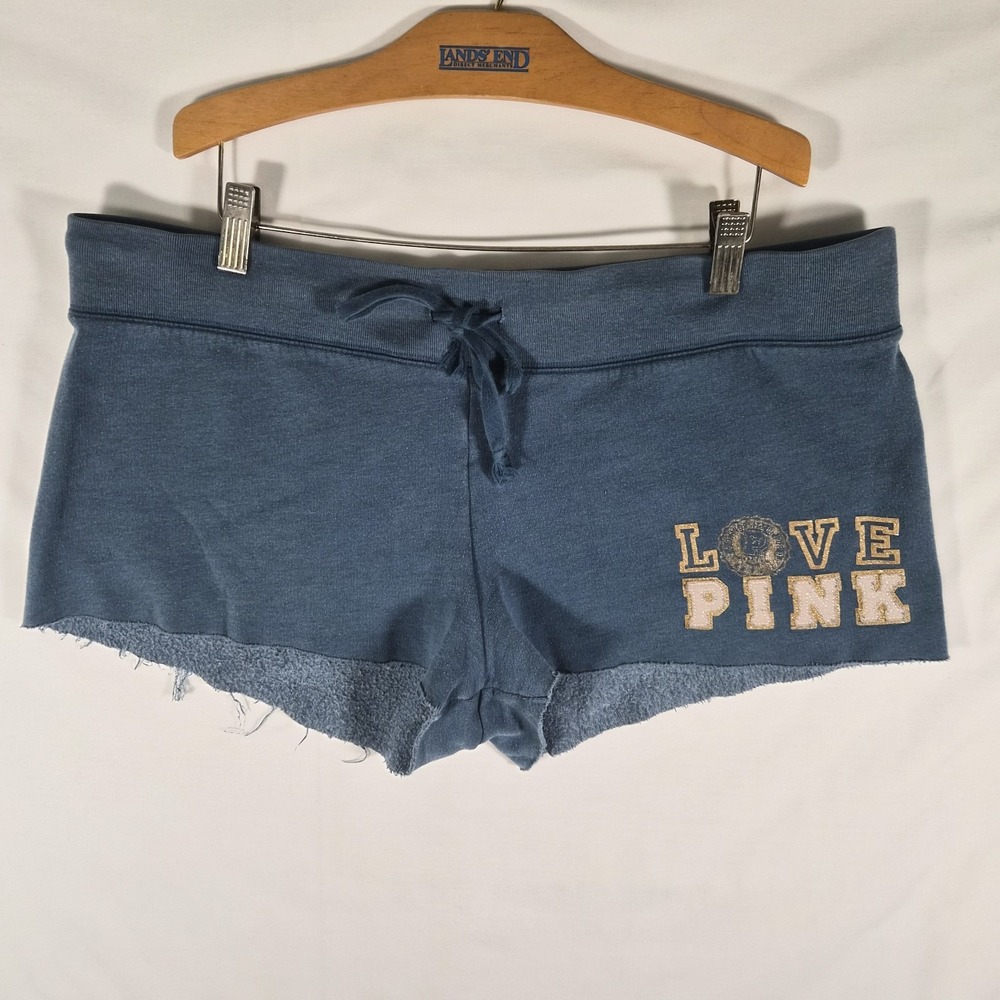 2000s Y2K Victorias Secret PINK Shorts Womens L University of Pop Blue